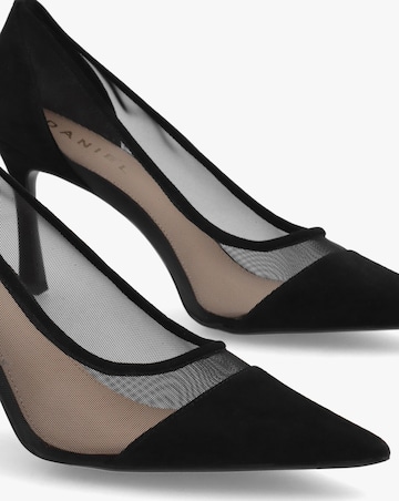 Daniel Elphaba Black Suede & Mesh Heeled Court Shoes Standard Fit