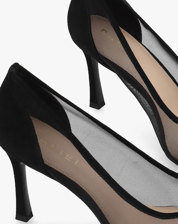 Daniel Elphaba Black Suede & Mesh Heeled Court Shoes Standard Fit