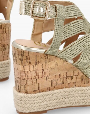 Daniel Yope Gold Rope High Wedge Espadrille Sandals Standard Fit