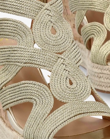Daniel Yope Gold Rope High Wedge Espadrille Sandals Standard Fit