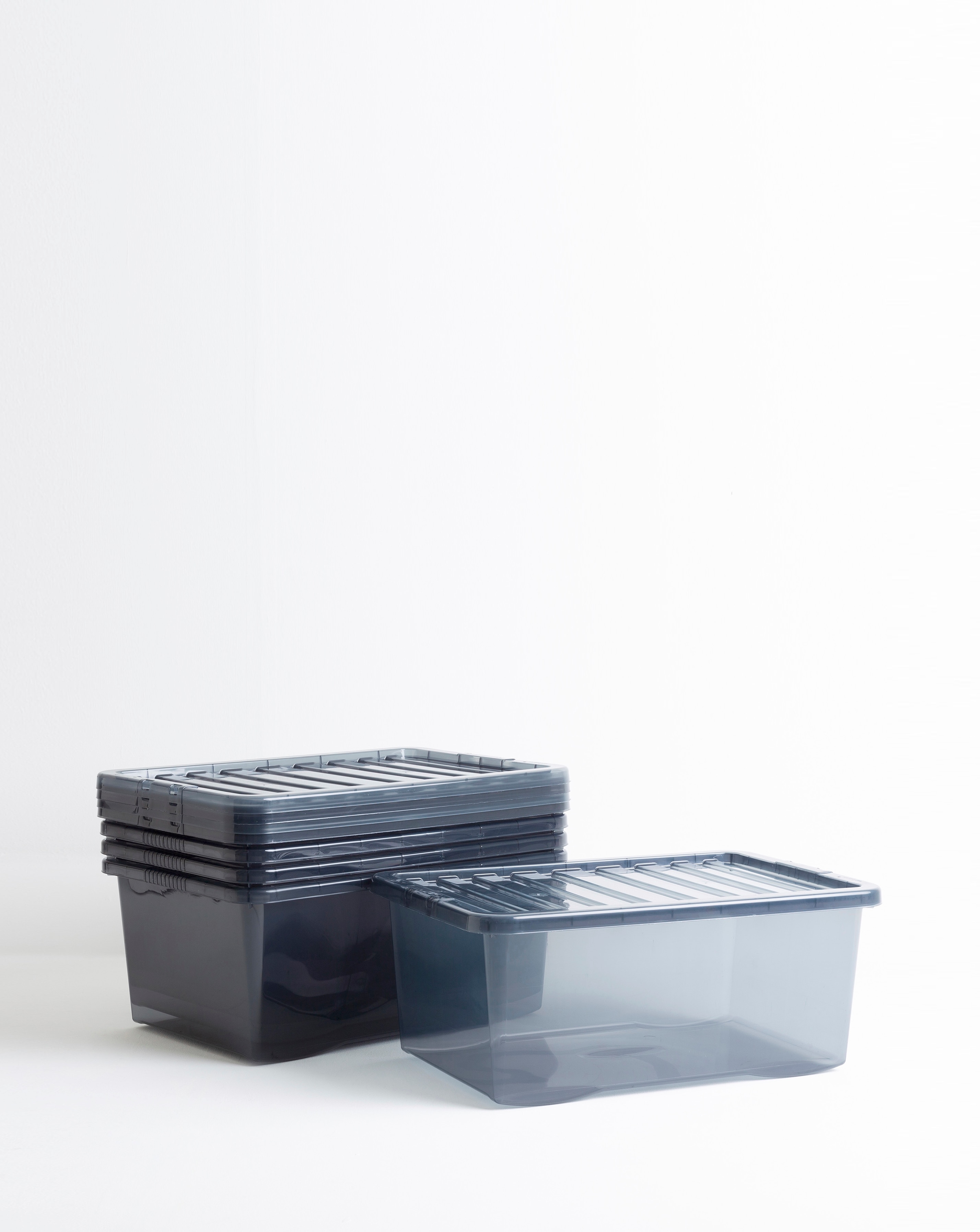 Wham Crystal 45L Grey Box And Lid 5pk