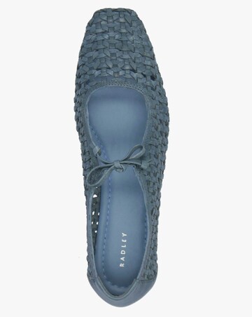 Radley The Camden Steel Blue Leather Ballet Pumps Standard Fit