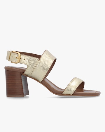 Radley The Goldborne Gold Leather Block Heel Sandals Standard Fit