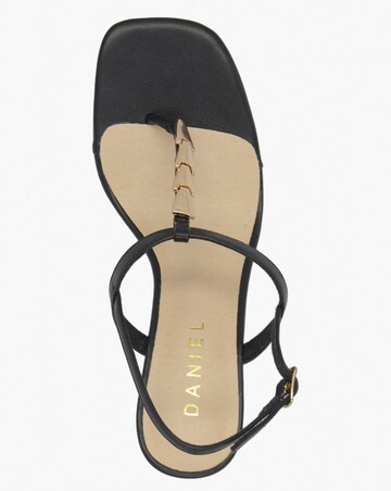 Daniel Yoko Black Gold Trim Toe Post Mid Wedge Sandals Standard Fit