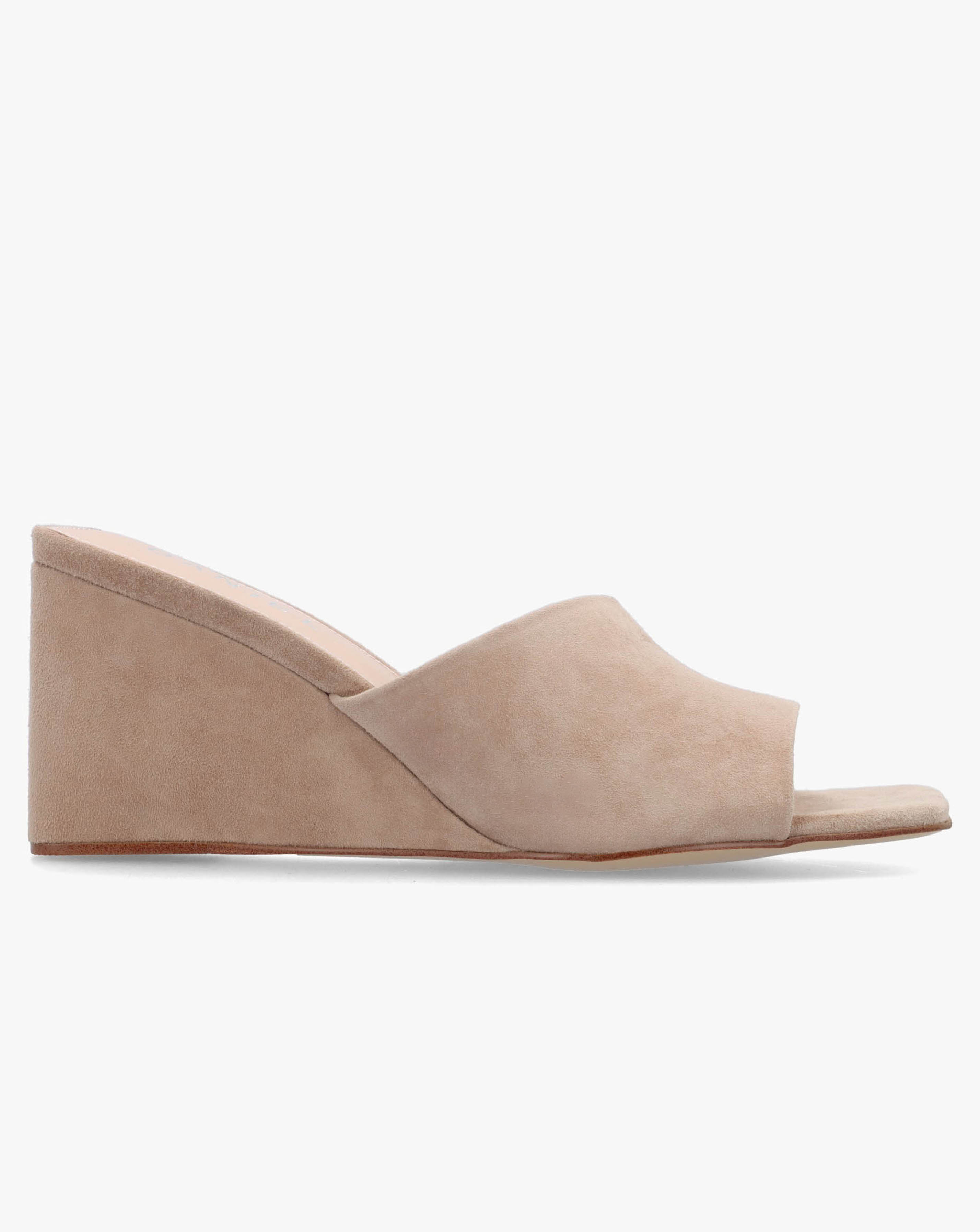 New In - Daniel Sayne Beige Suede Wedge Mules