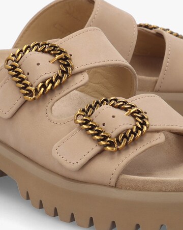 Daniel Annes Beige Suede Chunky Mules Standard Fit