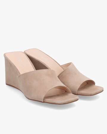 Daniel Sayne Beige Suede Wedge Mules Standard Fit