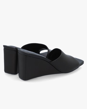 Daniel Sayne Black Leather Wedge Mules Standard Fit