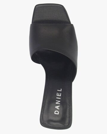 Daniel Sayne Black Leather Wedge Mules Standard Fit