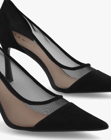 Daniel Elphaba Black Suede & Mesh Heeled Court Shoes Standard Fit