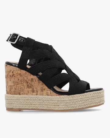 Daniel Yope Black Rope High Wedge Espadrille Sandals Standard Fit