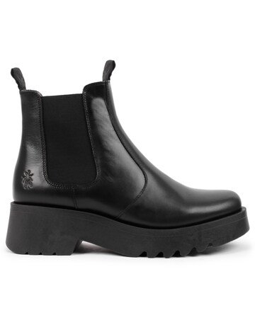 Fly London Medi Black Leather Chunky Chelsea Boots