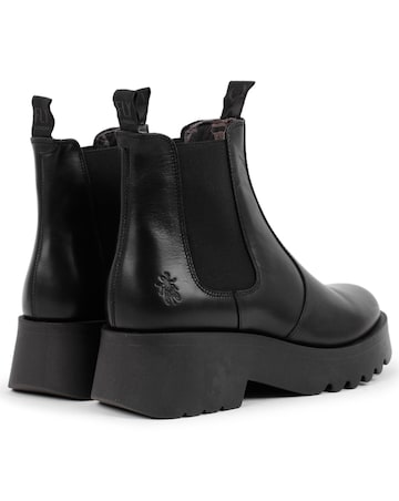 Fly London Medi Black Leather Chunky Chelsea Boots