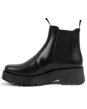 Fly London Medi Black Leather Chunky Chelsea Boots