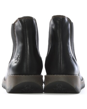 Fly London Salv Black Leather Wedge Chelsea Boots