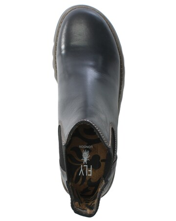 Fly London Salv Black Leather Wedge Chelsea Boots