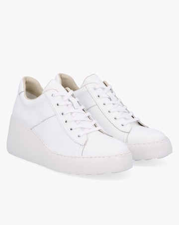 Fly London Delf II White Leather Wedge Trainers