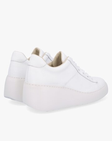 Fly London Delf II White Leather Wedge Trainers