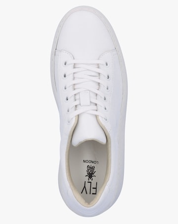 Fly London Delf II White Leather Wedge Trainers