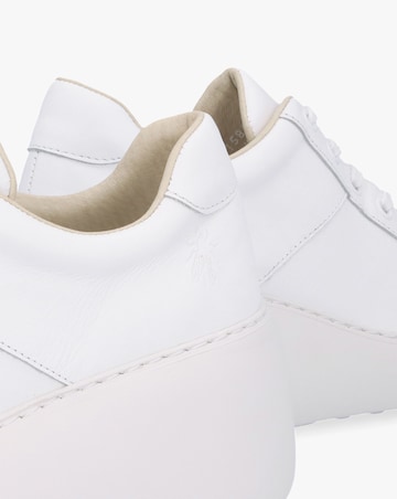 Fly London Delf II White Leather Wedge Trainers