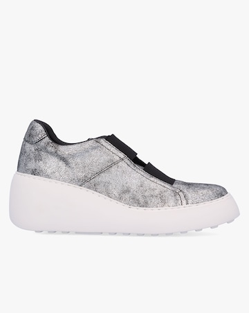 Fly London Dito II Silver Leather Wedge Trainers