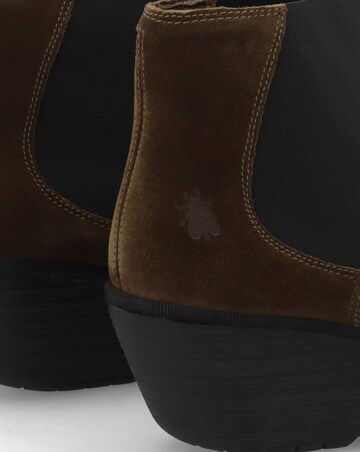 Fly London Yade Grey Suede Wedge Chelsea Boots