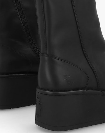Fly London Heij Black Flatform Wedge Ankle Boots