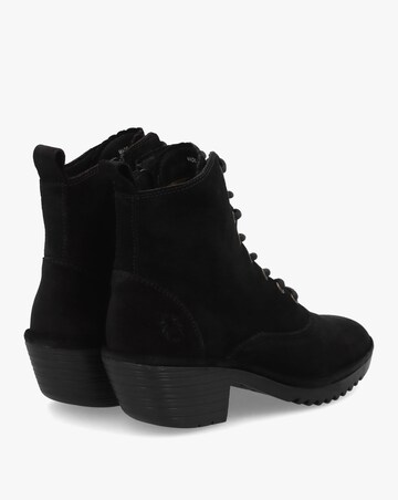 Fly London Wune Black Suede Block Heel Ankle Boots