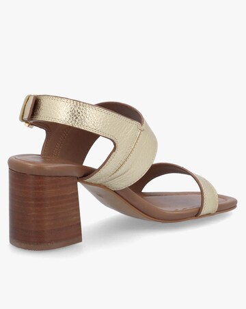 Radley The Goldborne Gold Leather Block Heel Sandals Standard Fit