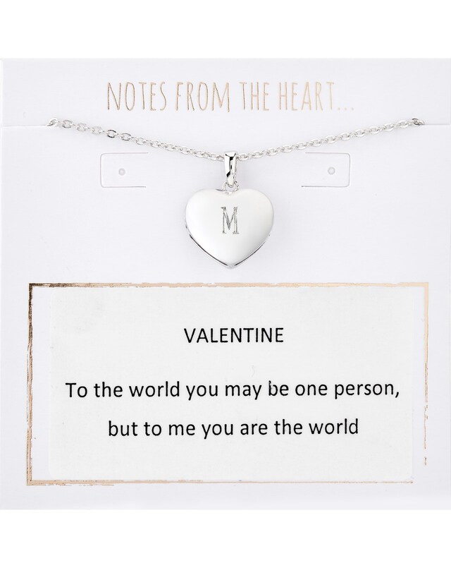 Valentine Heart Initial Pendant - Rhodium