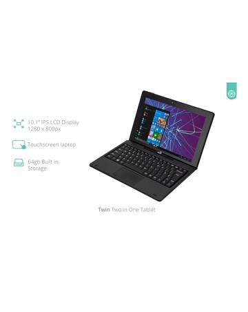 ENTITY Twin 10in 64GB Windows 10 2in1 Laptop Black