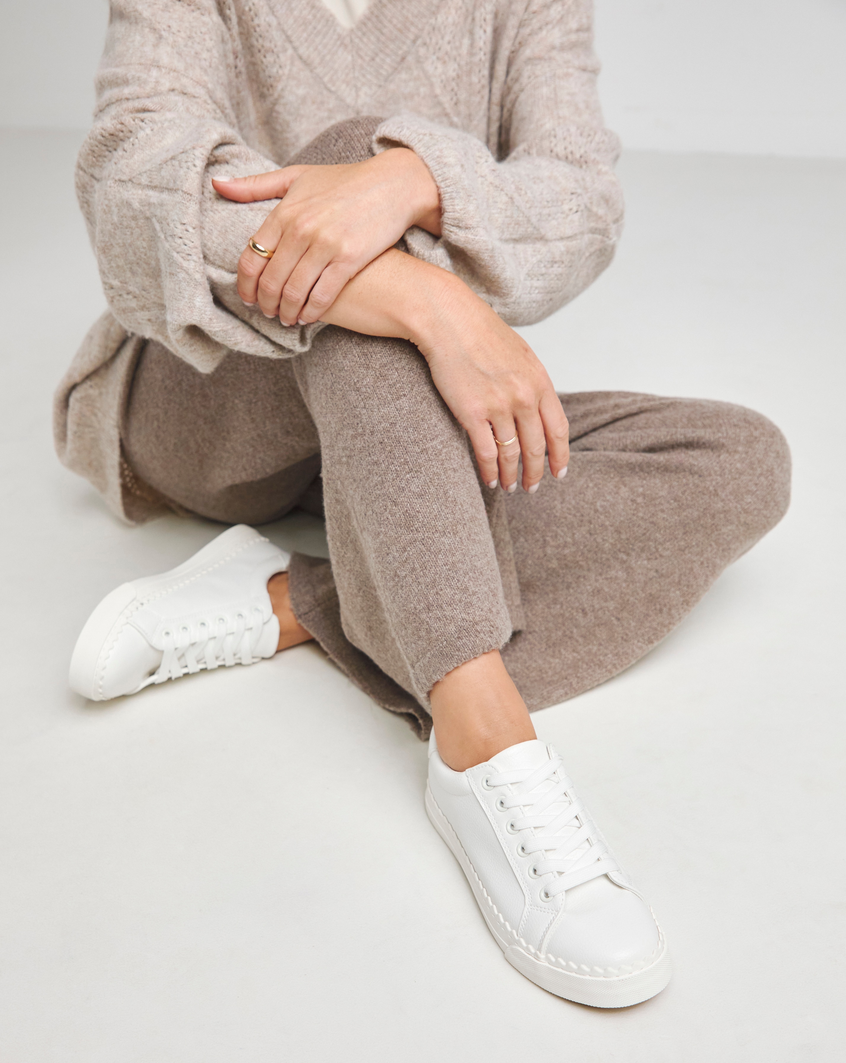 Scalloped Lace Up Trainer Ex Wide Fit