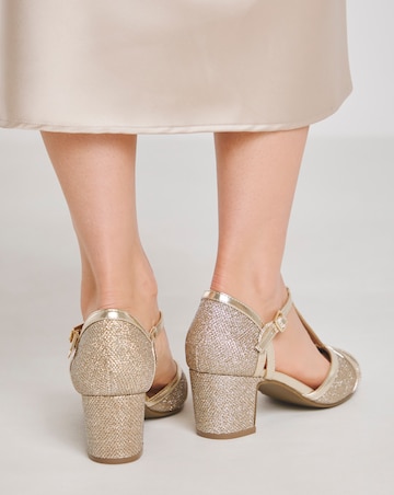 Low Block Heel T Bar Shoes Ex Wide