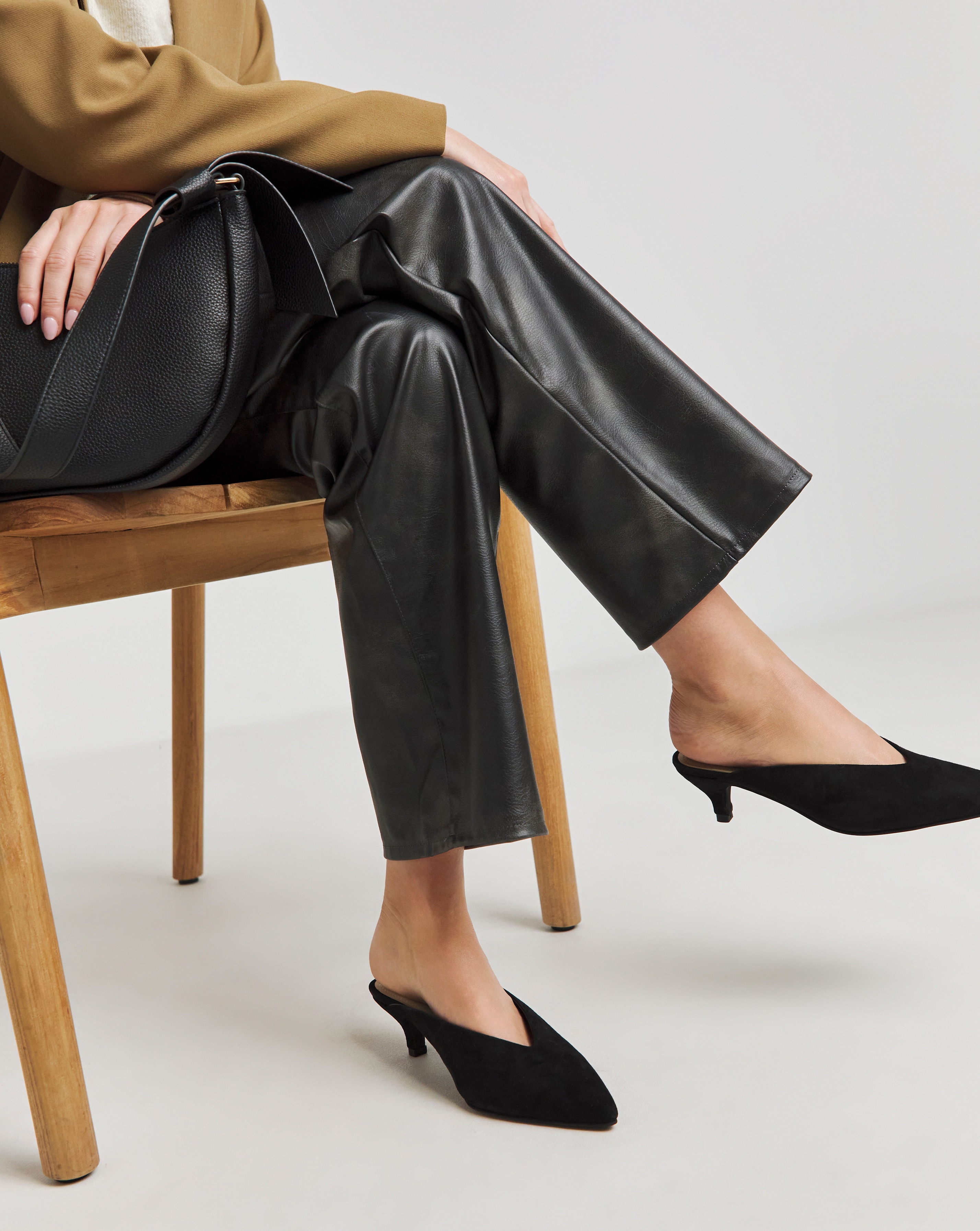 Suede Mule Kitten Heel Shoe Wide