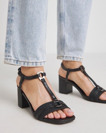 Low Block Heel T Bar Sandal Wide