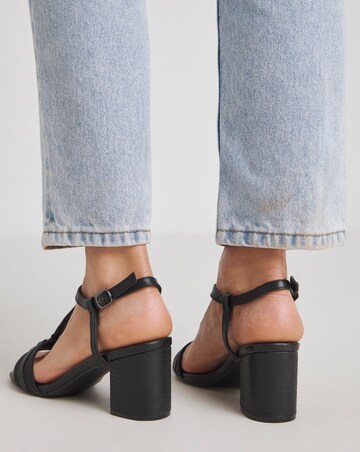 Low Block Heel T Bar Sandal Wide