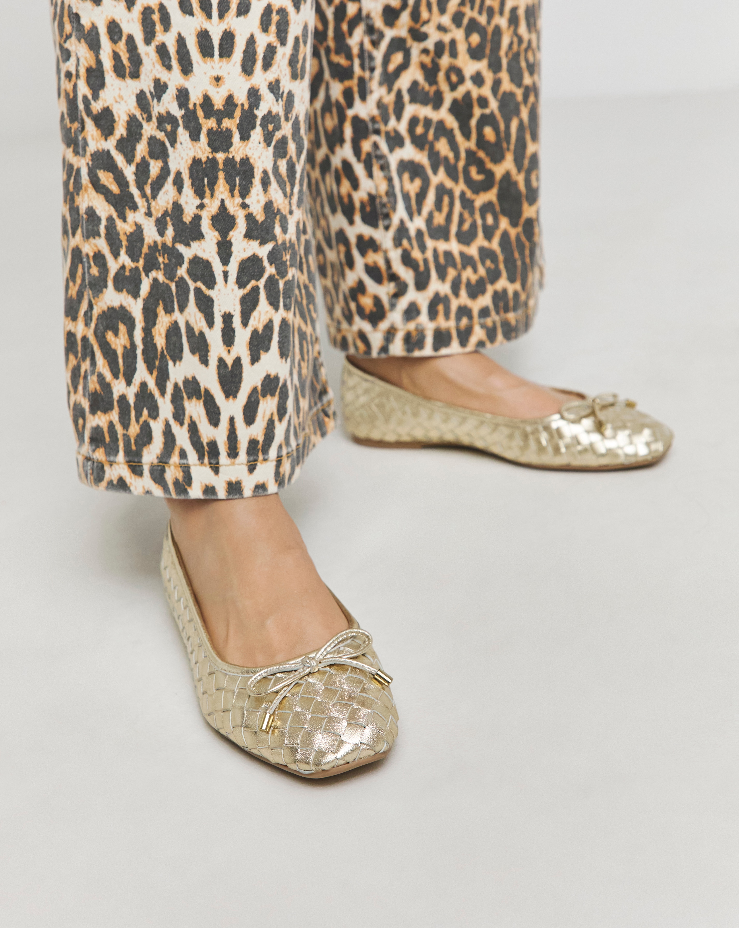 Woven Leather Ballerina Wide