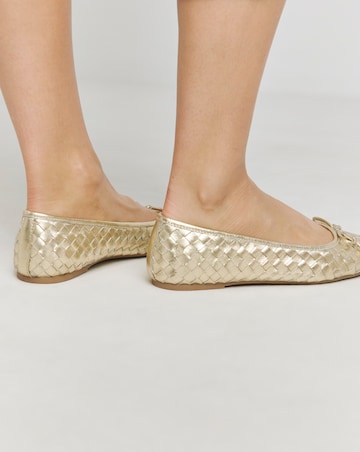 Woven Leather Ballerina Wide