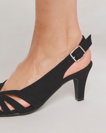 Peep Toe Slingback Shoes Ex Wide