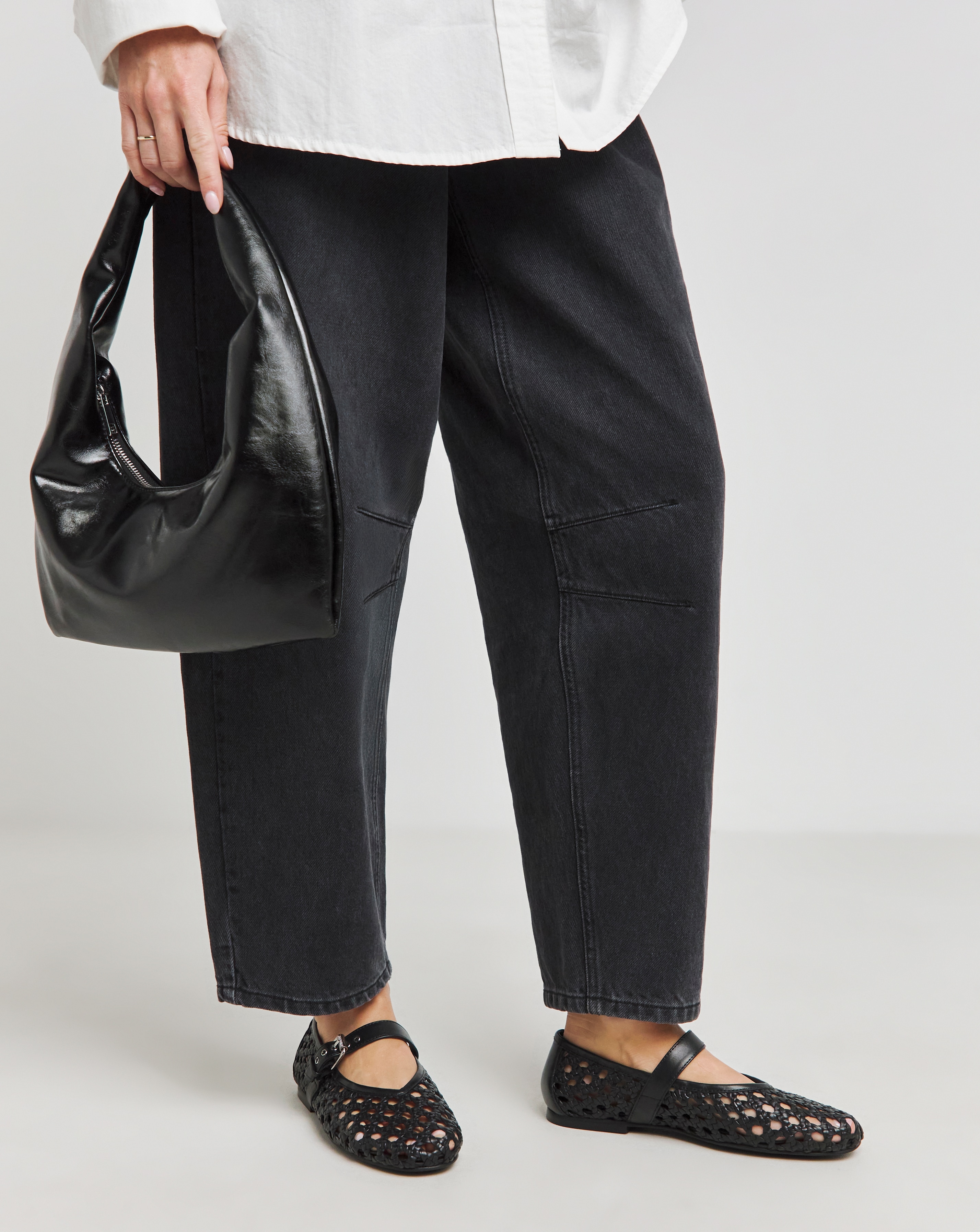 Leather Woven Mary Jane Wide