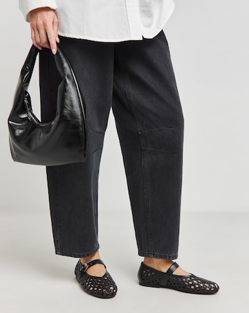 Leather Woven Mary Jane Wide