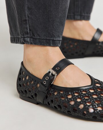 Leather Woven Mary Jane Wide