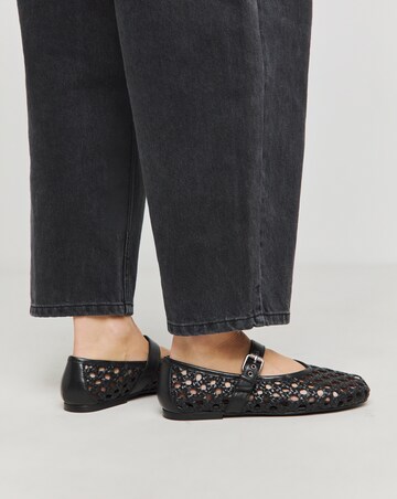 Leather Woven Mary Jane Wide
