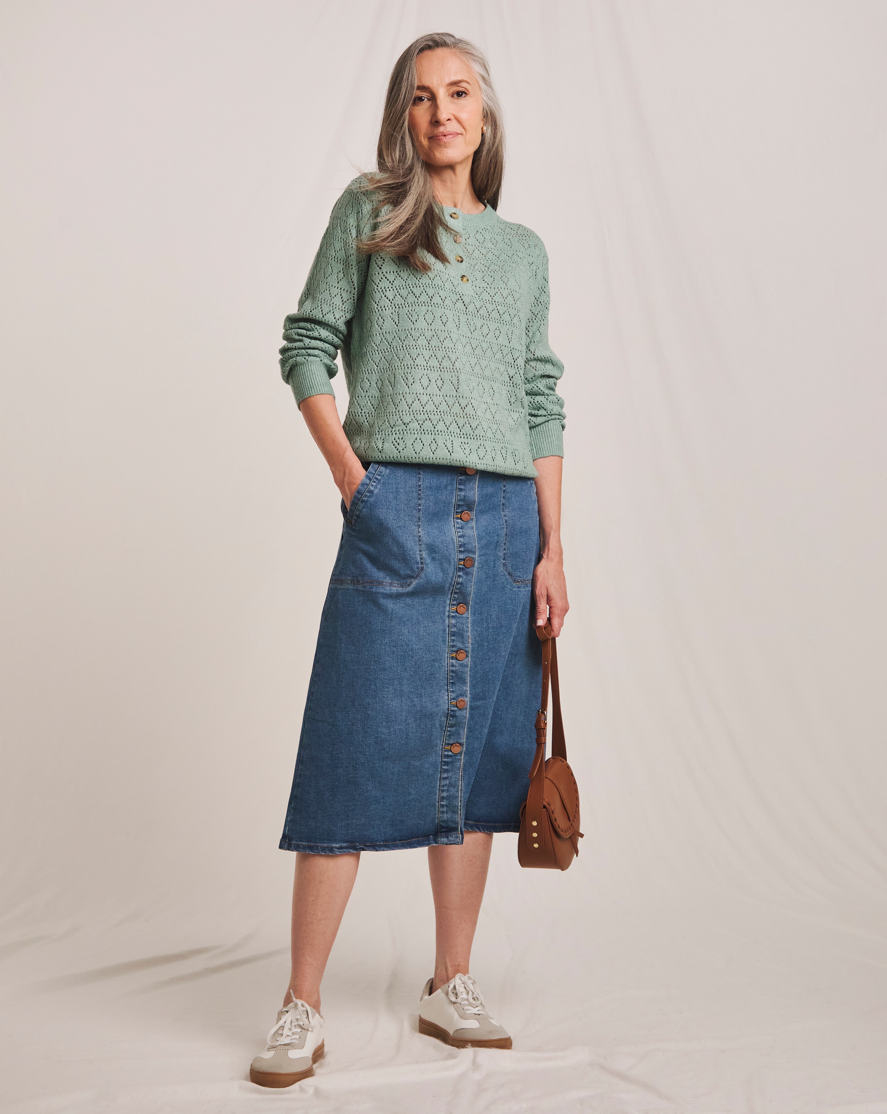 Julipa Button Down Denim Skirt