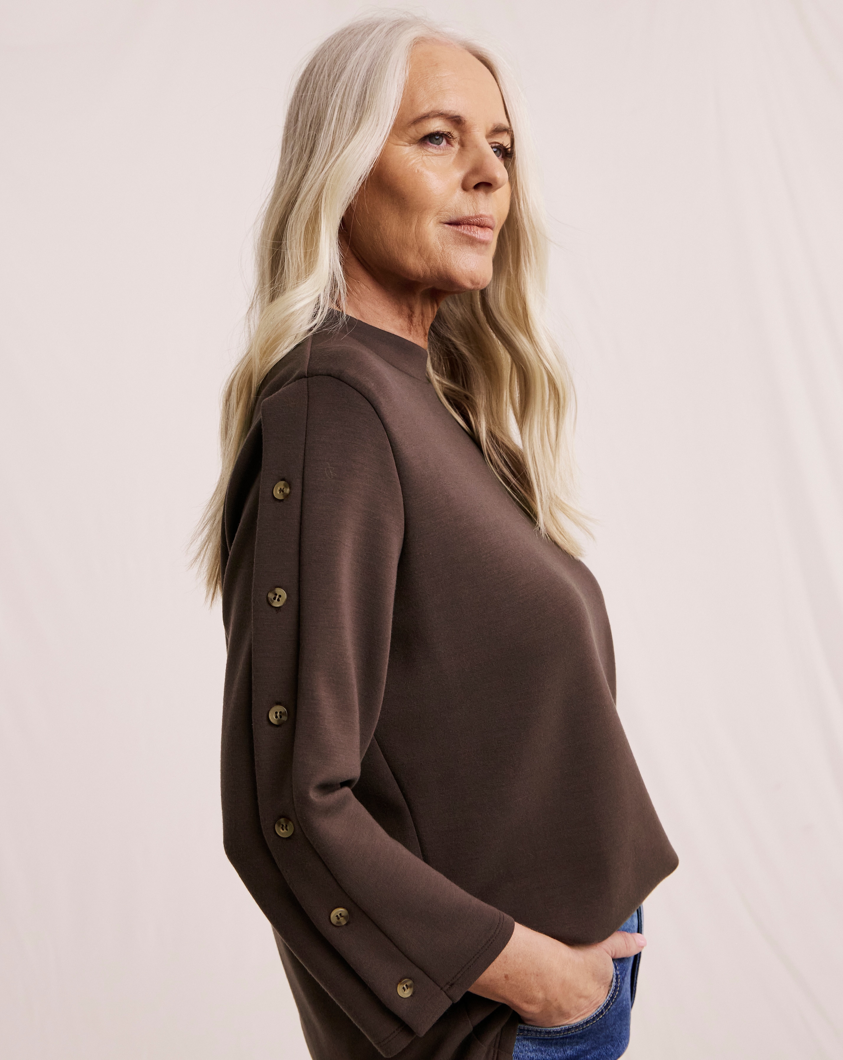 New In - Julipa Button Sleeve Sweatshirt