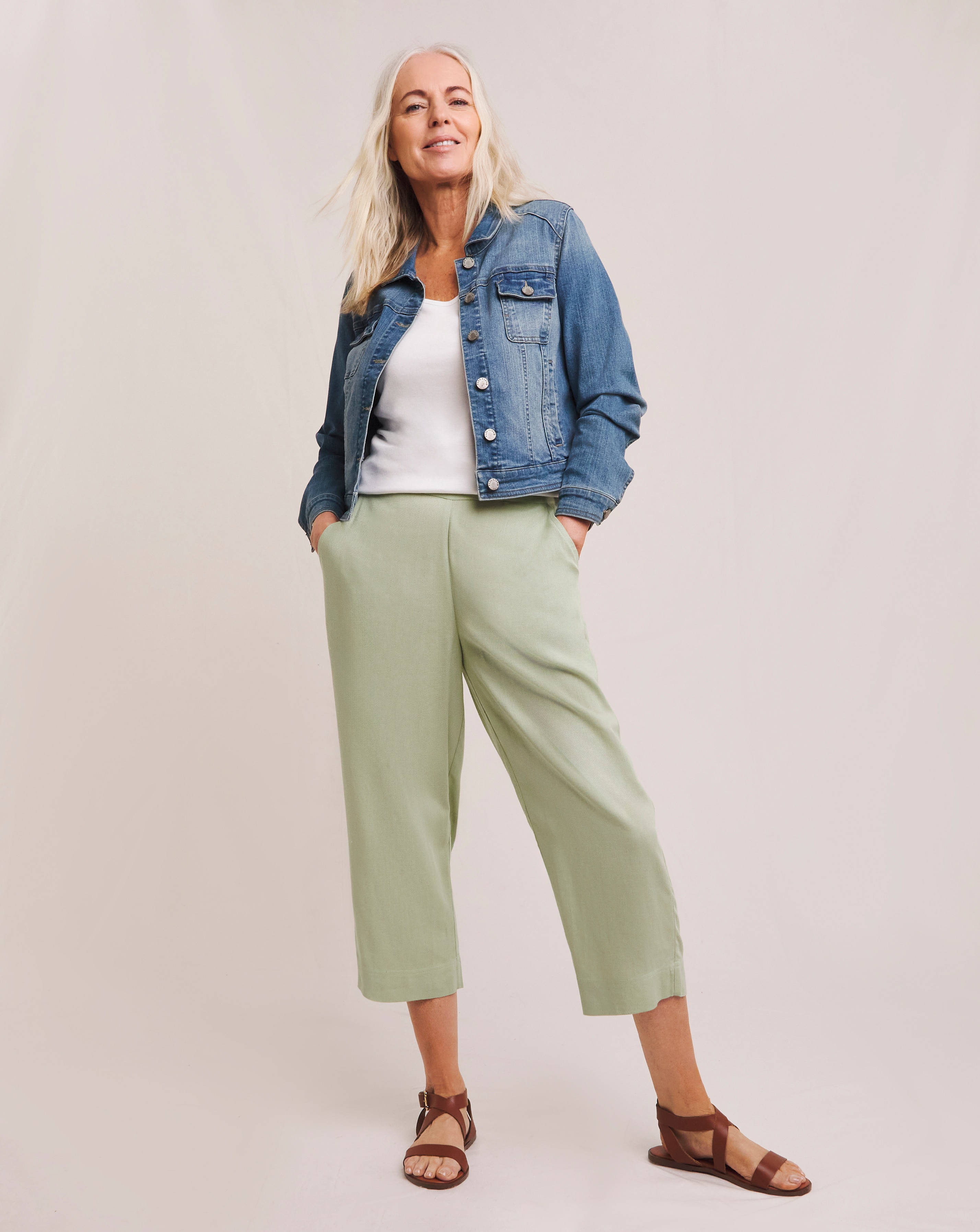 Julipa Linen Mix Cropped Trousers