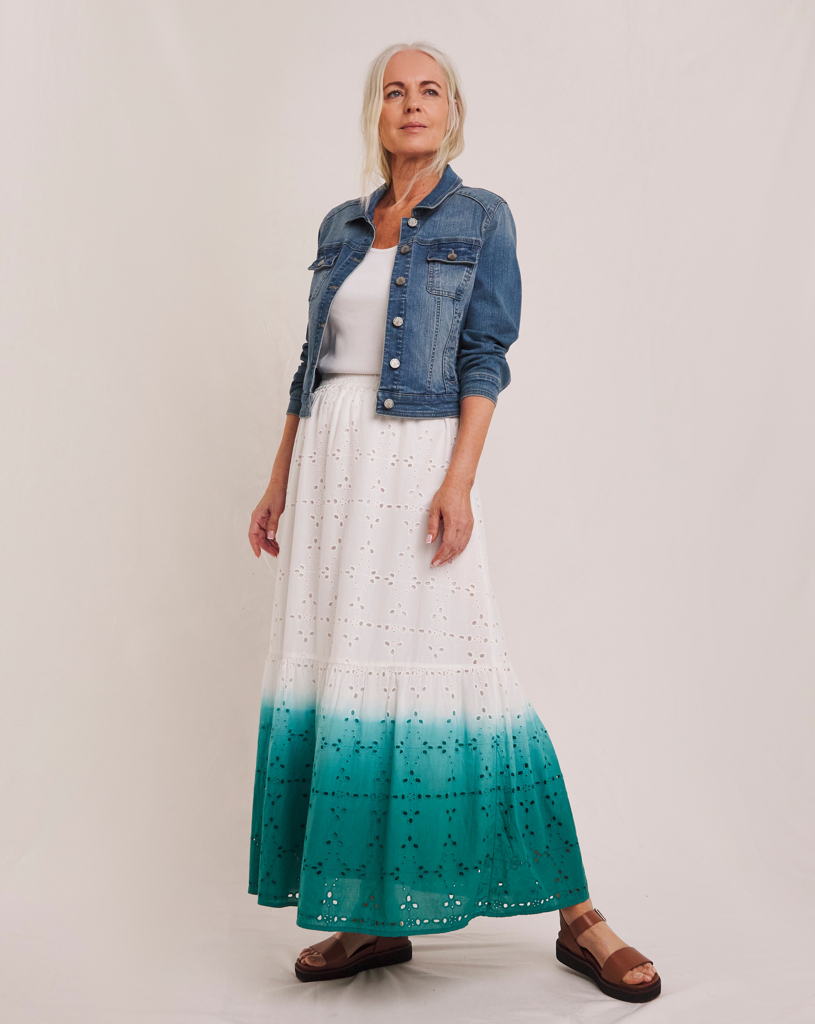 Julipa Ombre Pure Cotton Broderie Skirt