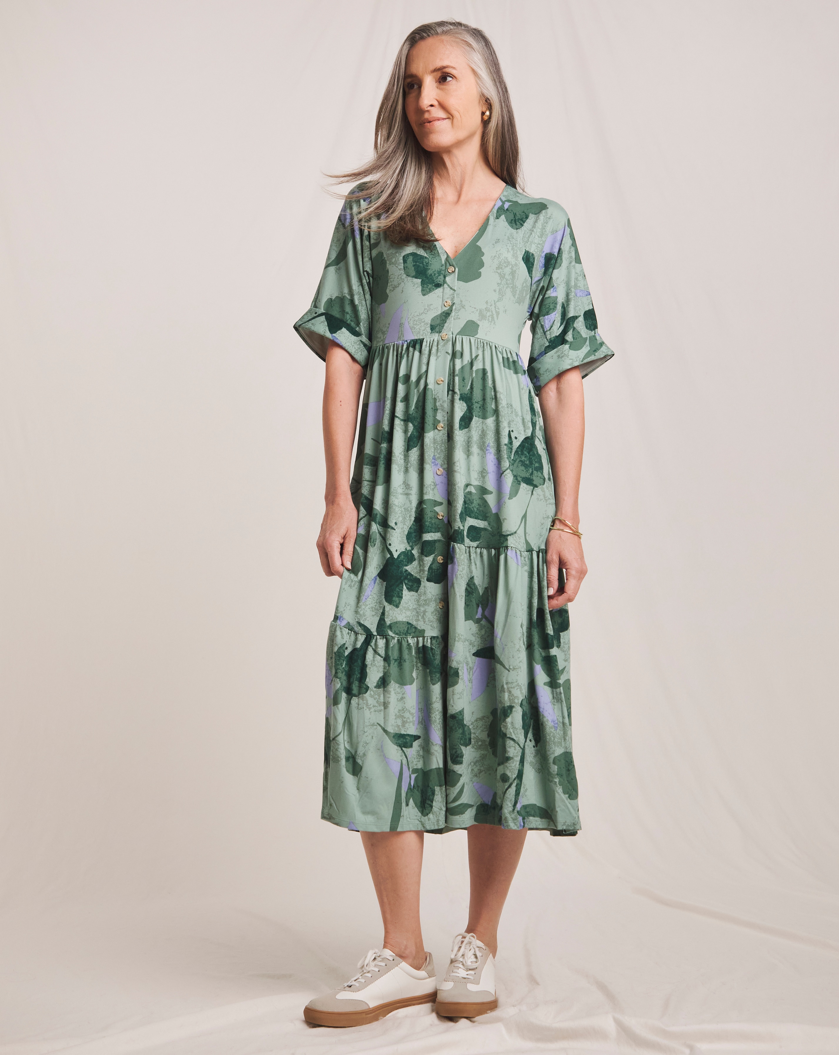 Julipa Asymmetric Button Down Midi Dress