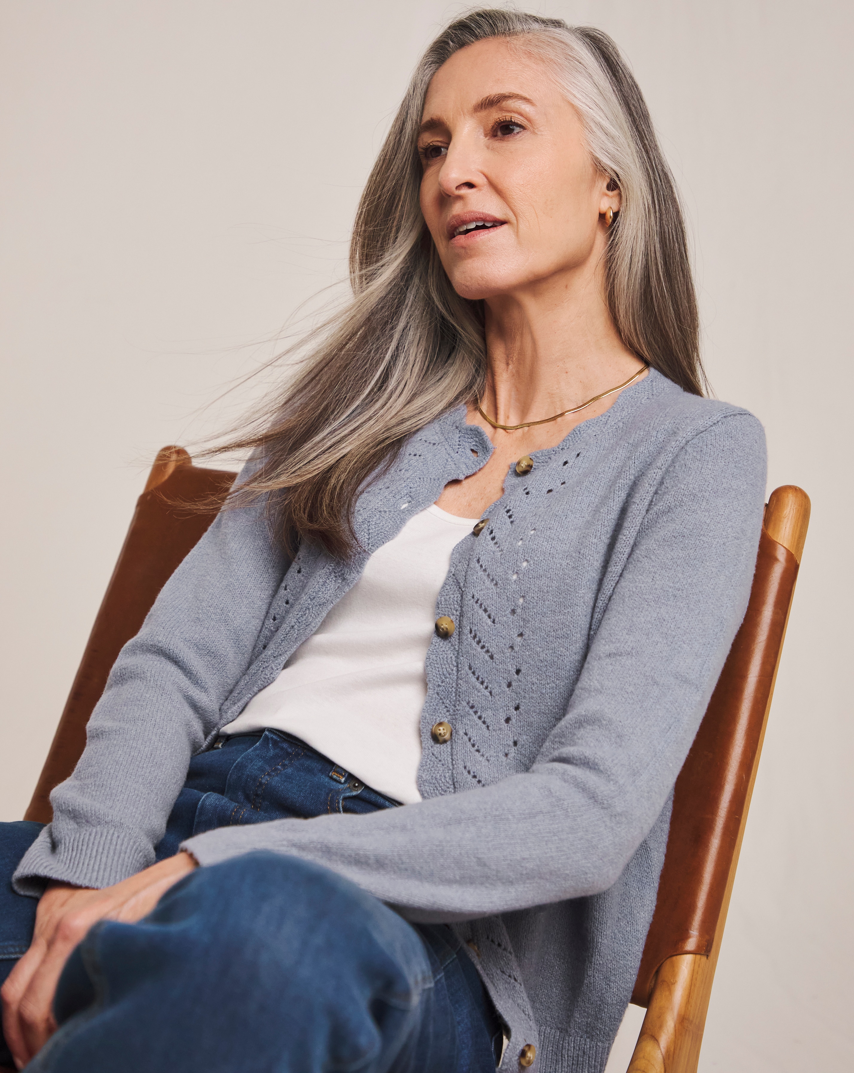 Julipa Pointelle Soft Wool Cardigan