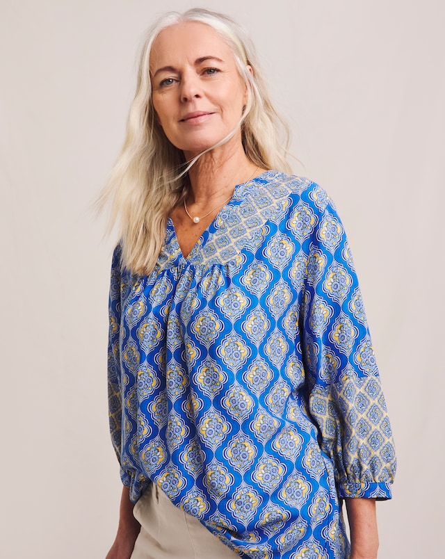 Julipa Mix Print Notch Neck Blouse